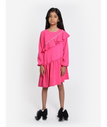 Monnalisa Girls Embellished Ruffle Dress in Pink Paris Déstockage Promo