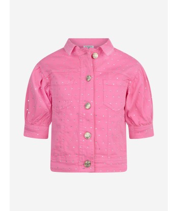 Monnalisa Girls Fuchsia Diamante Jacket brillant des détails fins