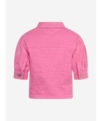 Monnalisa Girls Fuchsia Diamante Jacket brillant des détails fins