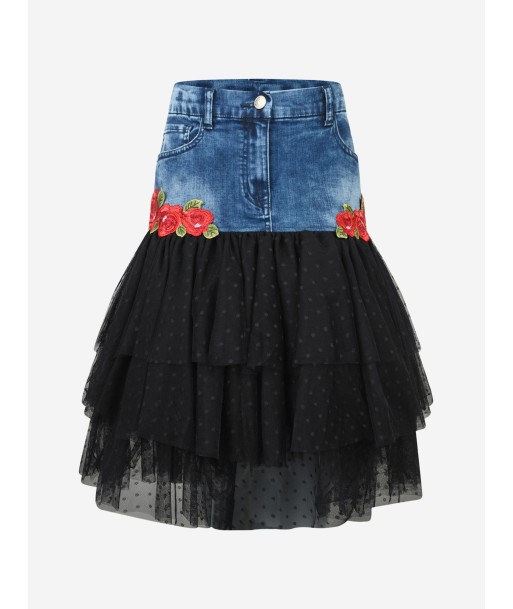 Monnalisa Denim & Tulle Rose Skirt Vous souhaitez 