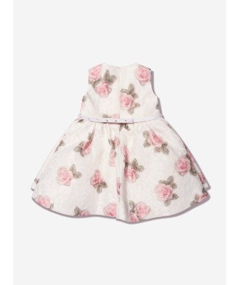 Monnalisa Baby Girls Sleeveless Rose Print Dress in White le des métaux précieux