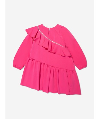 Monnalisa Girls Embellished Ruffle Dress in Pink Paris Déstockage Promo