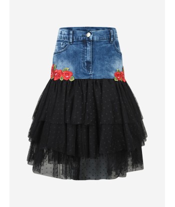 Monnalisa Denim & Tulle Rose Skirt Vous souhaitez 