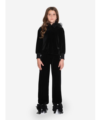 Monnalisa Girls Velvet Tulle Hoodie in Black À commander