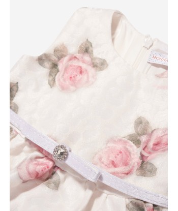 Monnalisa Baby Girls Sleeveless Rose Print Dress in White le des métaux précieux