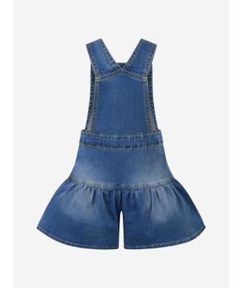 Monnalisa Girls Short Dungarees - Blue Cotton Chambray Short Dungarees en ligne des produits 