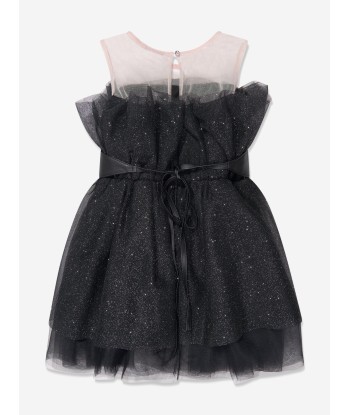 Monnalisa Girls Glittery Tulle Mini Dress in Black Venez découvrir notre 