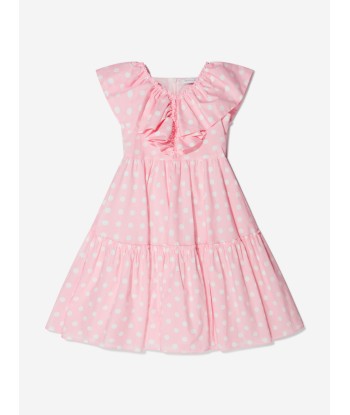 Monnalisa Girls Cotton Polka Dot Ruffle Dress À commander