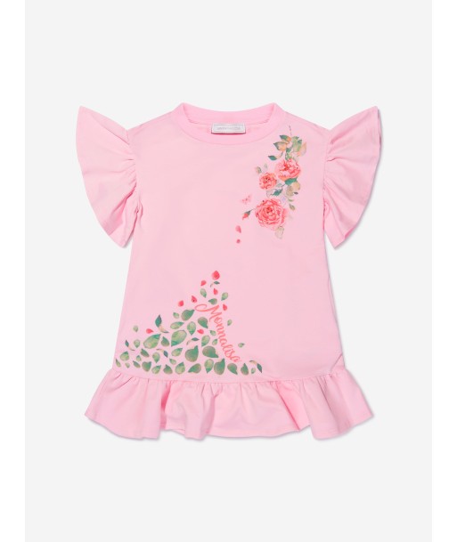 Monnalisa Girls Cotton Rose Print Dress À commander