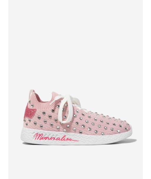 Monnalisa Girls Diamante Lace Up Trainers Fin de série