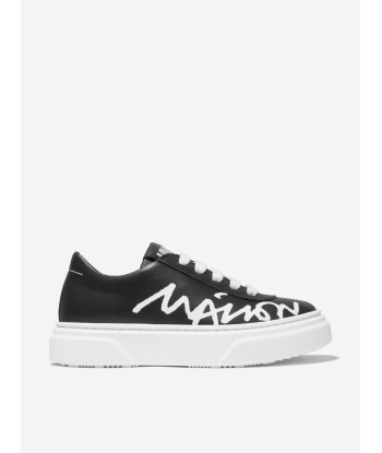 MM6 Maison Margiela Unisex Leather Logo Lace Up Trainers en linge