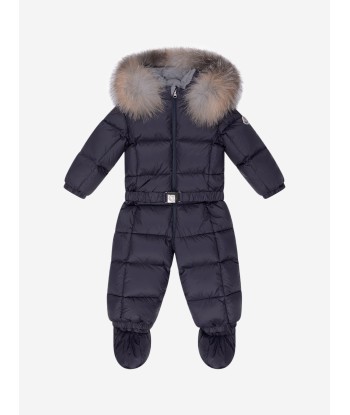 Moncler Enfant Moncler Baby Navy Down Padded Snowsuit brillant des détails fins