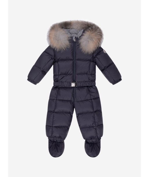 Moncler Enfant Moncler Baby Navy Down Padded Snowsuit brillant des détails fins