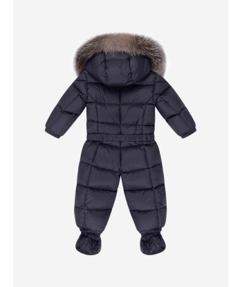 Moncler Enfant Moncler Baby Navy Down Padded Snowsuit brillant des détails fins