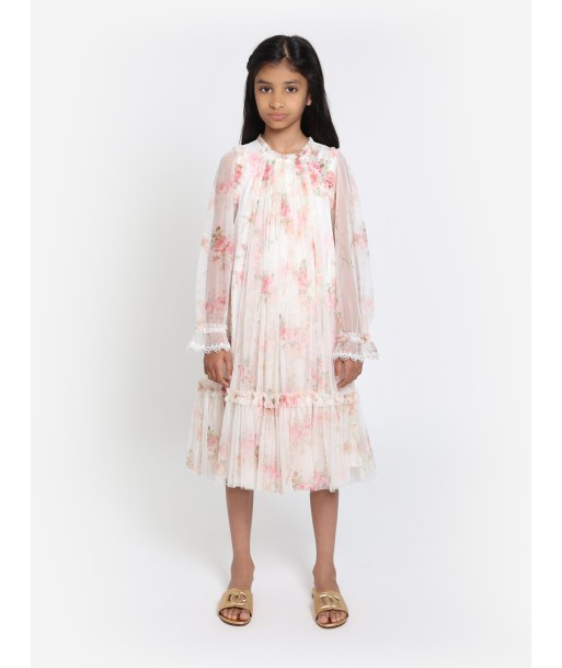 Needle & Thread Girls Trailing Blooms Long Sleeve Dress in White vente chaude votre 