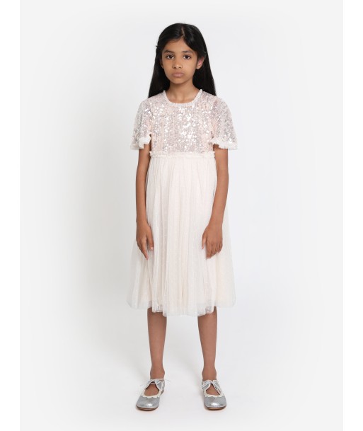 Needle & Thread Girls Mila Gloss Bodice Dress in Cream de l' environnement