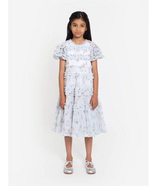 Needle & Thread Girls Scatter Ditsy Dress in Blue en stock