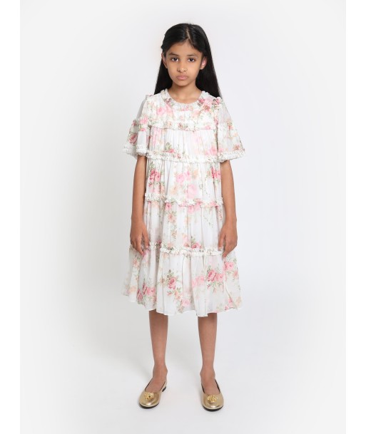 Needle & Thread Girls Trailing Blooms Chiffon Dress in White vente chaude votre 