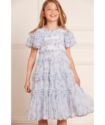 Needle & Thread Girls Scatter Ditsy Dress in Blue en stock