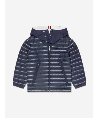 Moncler Enfant Boys Down Padded Logo Print Bergo Jacket le des métaux précieux