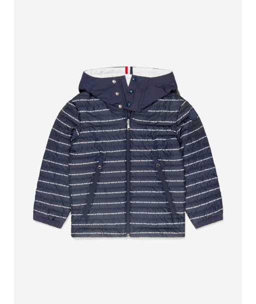 Moncler Enfant Boys Down Padded Logo Print Bergo Jacket le des métaux précieux