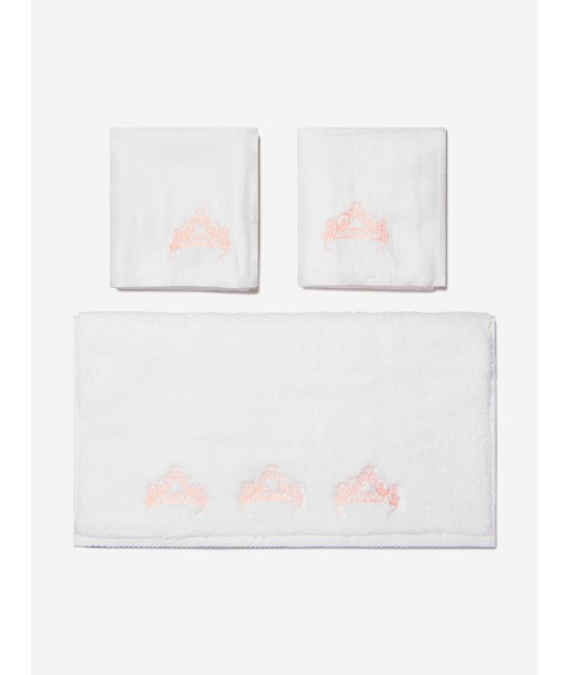 Cotton and Company Girls Organic Cotton Muslin And Cotton Crown Towel Set Les magasins à Paris et en Île-de-France