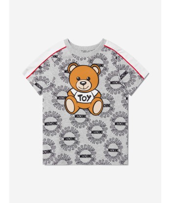 Moschino Boys Cotton Logo Circle Teddy Toy T-Shirt brillant des détails fins