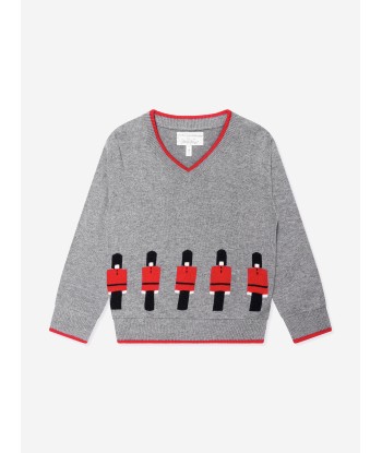 Rachel Riley Boys Soldier V-Neck Sweater in Grey de votre