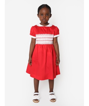 Rachel Riley Girls Classic Smocked Dress in Red online