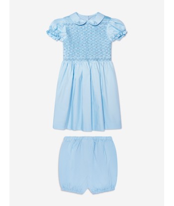 Rachel Riley Baby Girls Rose Smocked Dress And Bloomers in Blue Jusqu'à 80% De Réduction