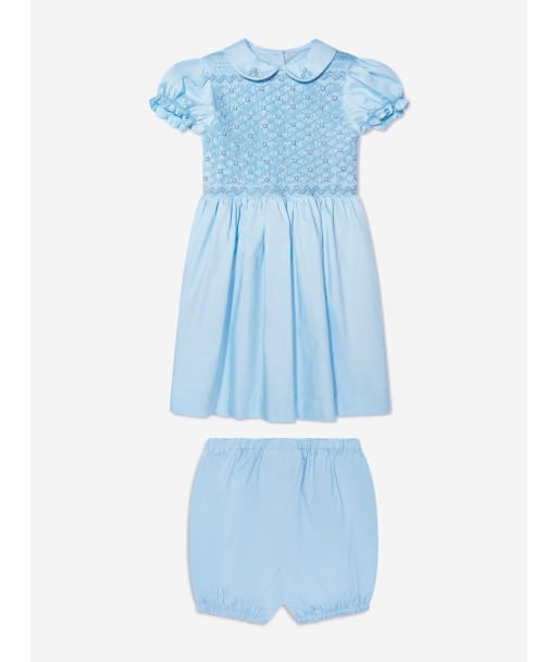 Rachel Riley Baby Girls Rose Smocked Dress And Bloomers in Blue Jusqu'à 80% De Réduction